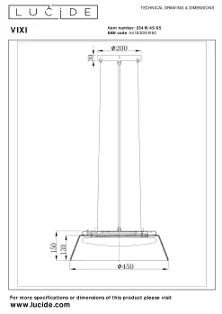VIXI - Hanglamp - Ø 45 cm - LED - 1x22,6W 2900K - Fumé*Lucide Cheap