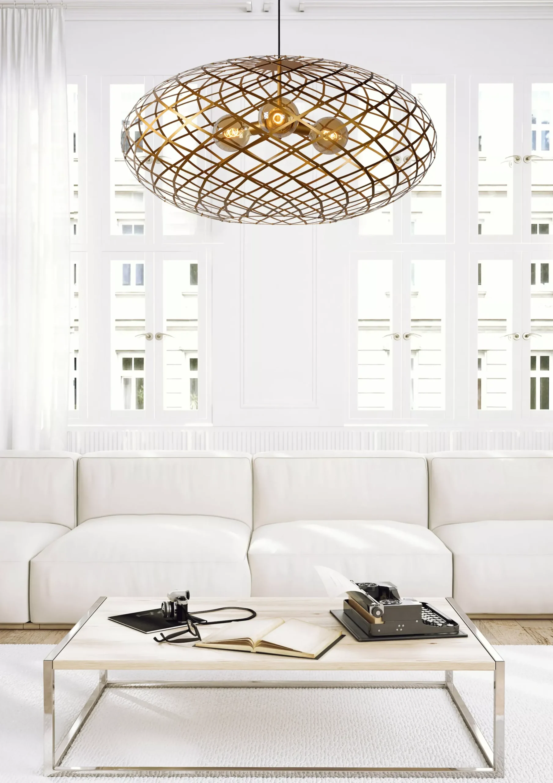 WOLFRAM - Hanglamp - Ø 100 cm - 3xE27 - Mat Goud / Messing*Lucide Shop