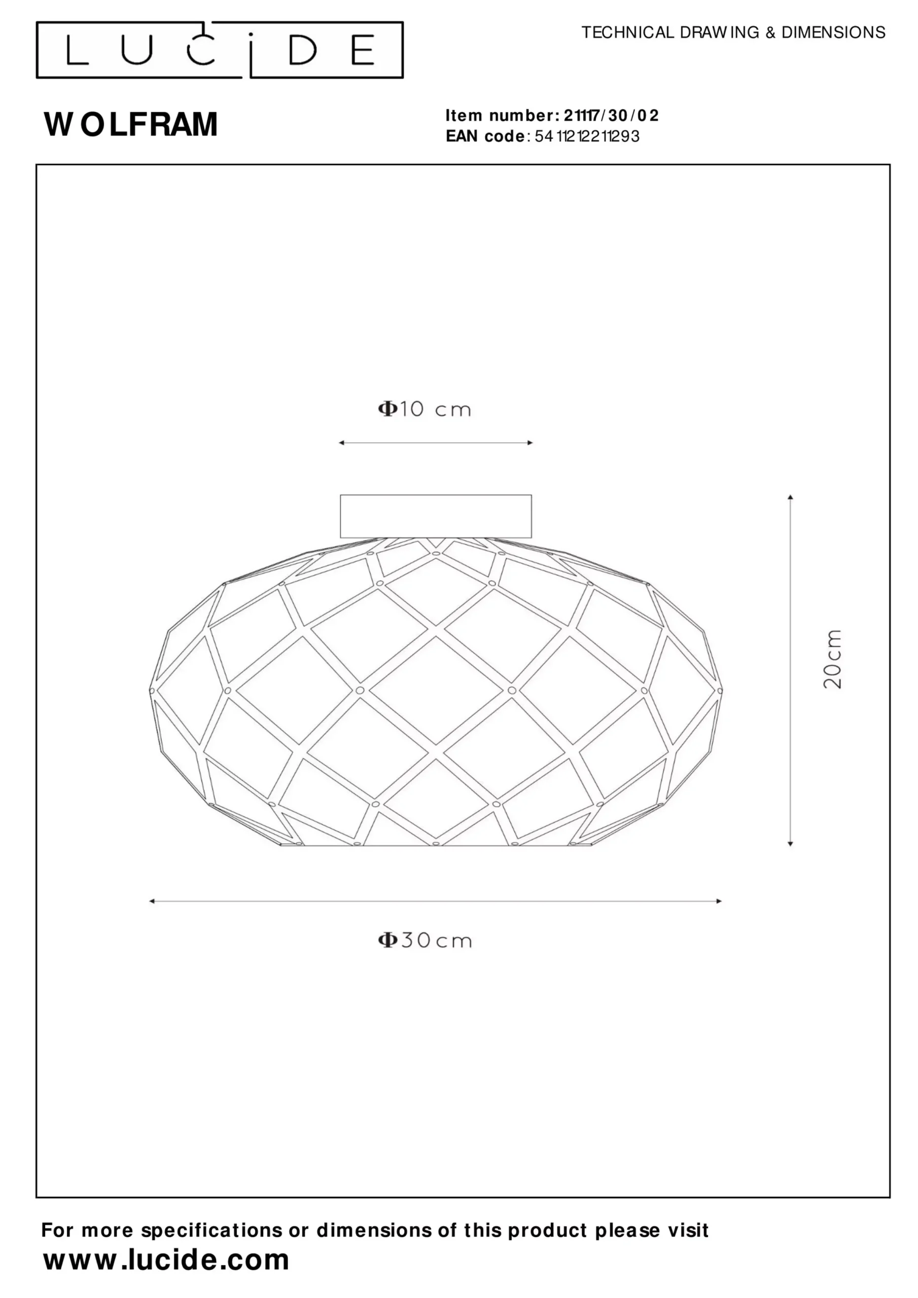 WOLFRAM - Plafonnière - Ø 30 cm - 1xE27 - Mat Goud / Messing*Lucide Cheap