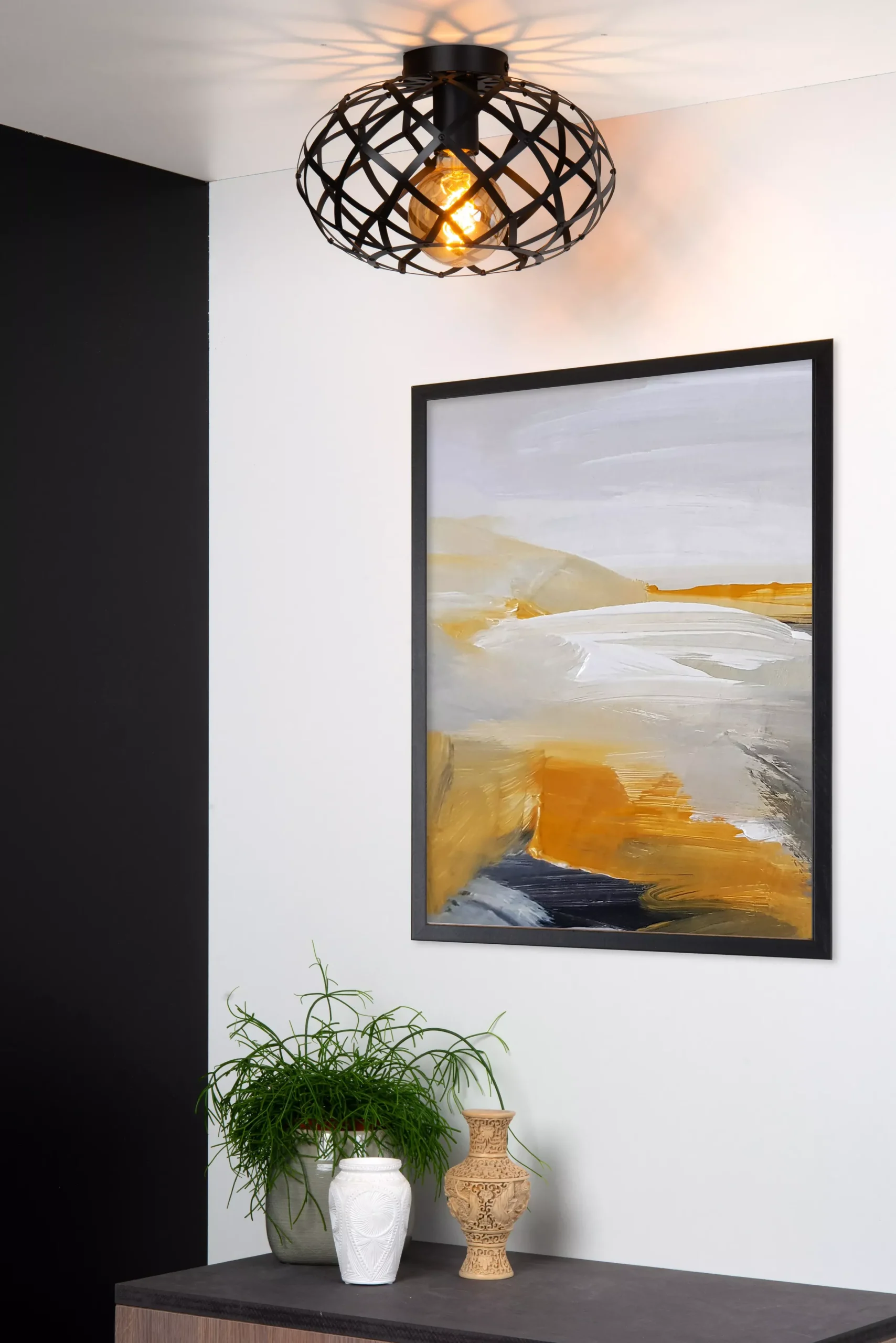 WOLFRAM - Plafonnière - Ø 30 cm - 1xE27 - Zwart*Lucide Discount