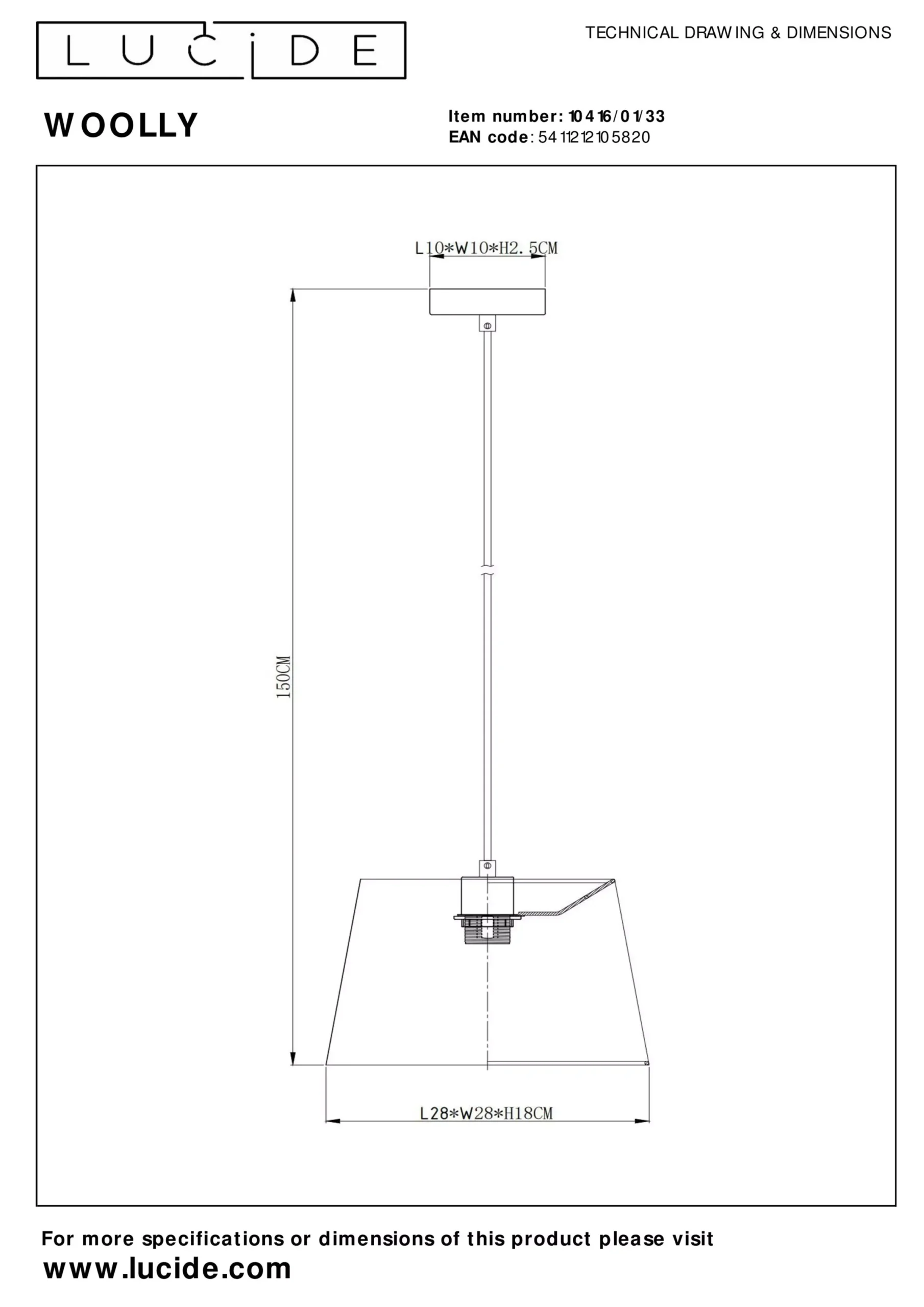 WOOLLY - Hanglamp - Ø 28 cm - 1xE27 - Groen*Lucide Best Sale