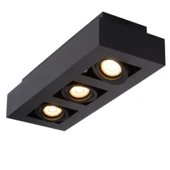 XIRAX - Plafondspot - LED Dim to warm - GU10 - 3x5W 2200K/3000K - Zwart*Lucide Fashion