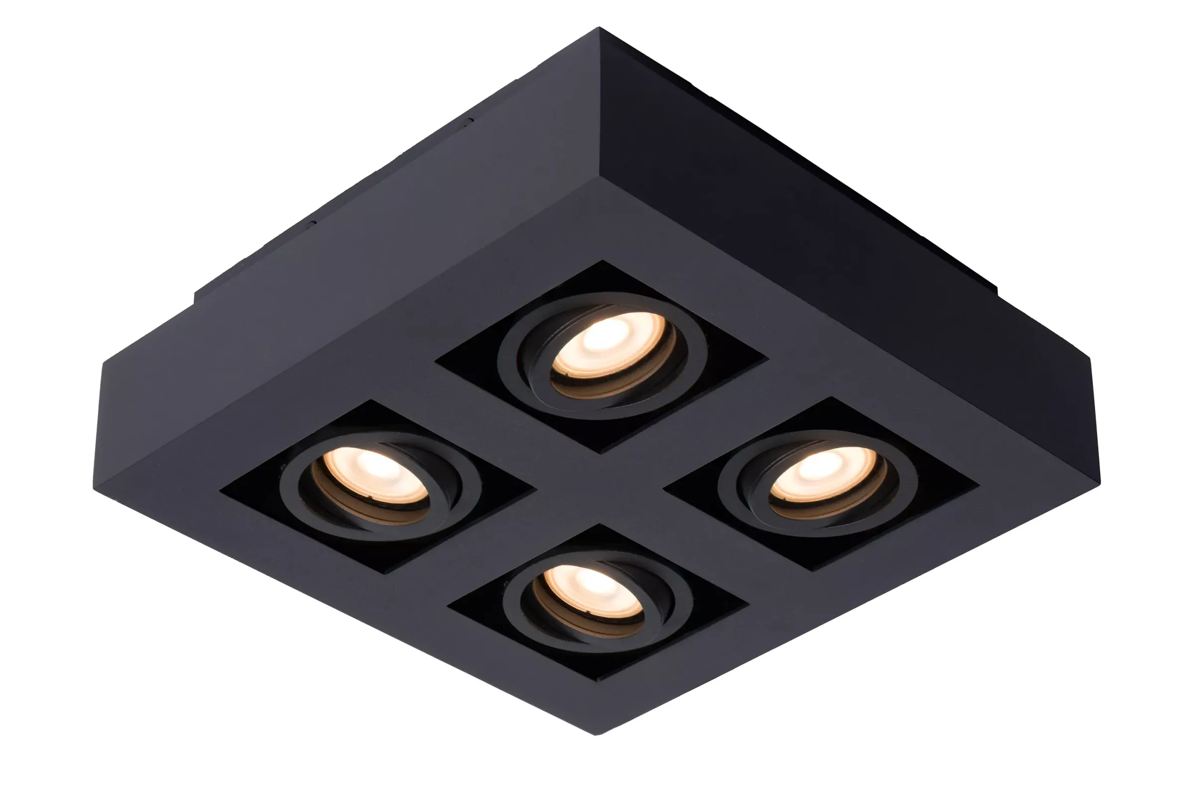 XIRAX - Plafondspot - LED Dim to warm - GU10 - 4x5W 2200K/3000K - Zwart*Lucide Cheap