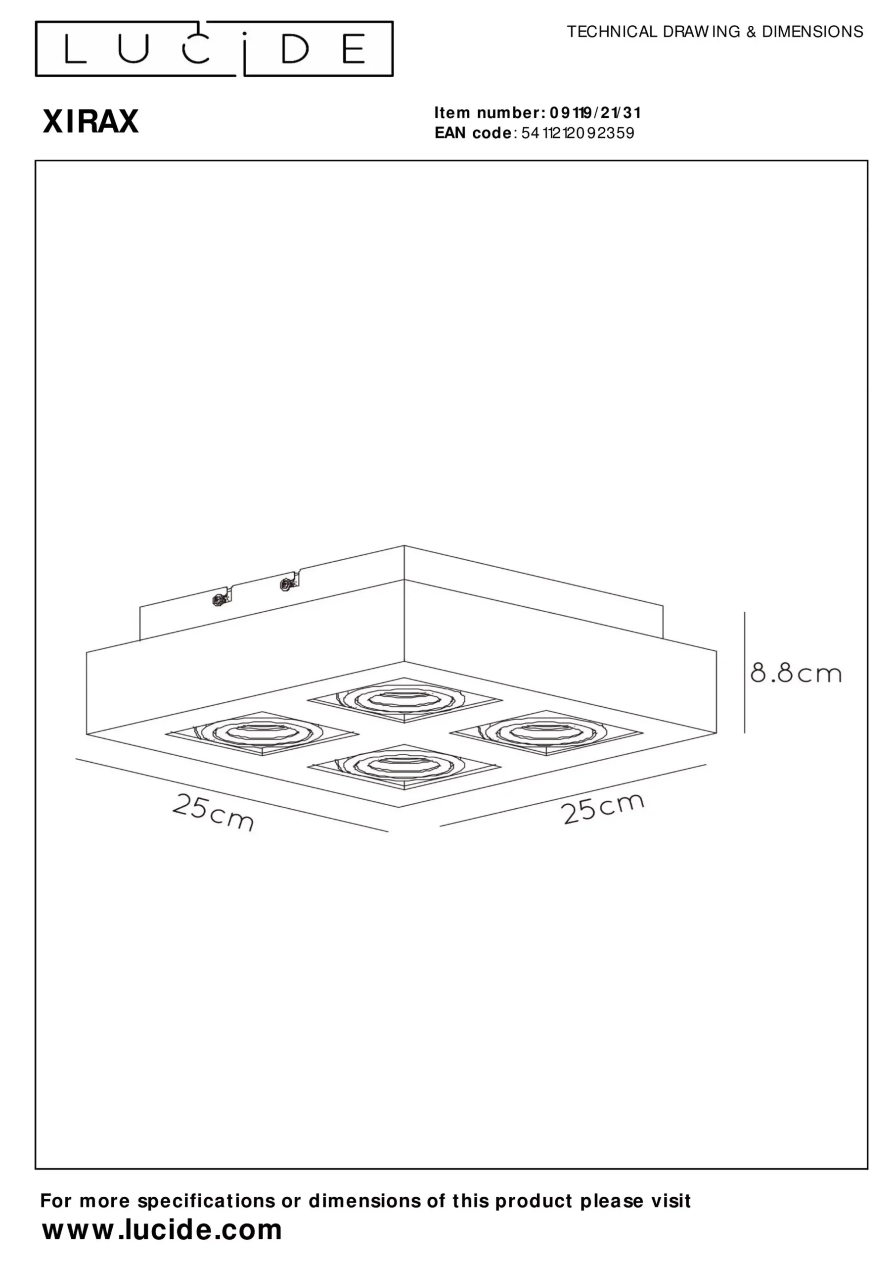 XIRAX - Plafondspot - LED Dim to warm - GU10 - 4x5W 2200K/3000K - Wit*Lucide Flash Sale