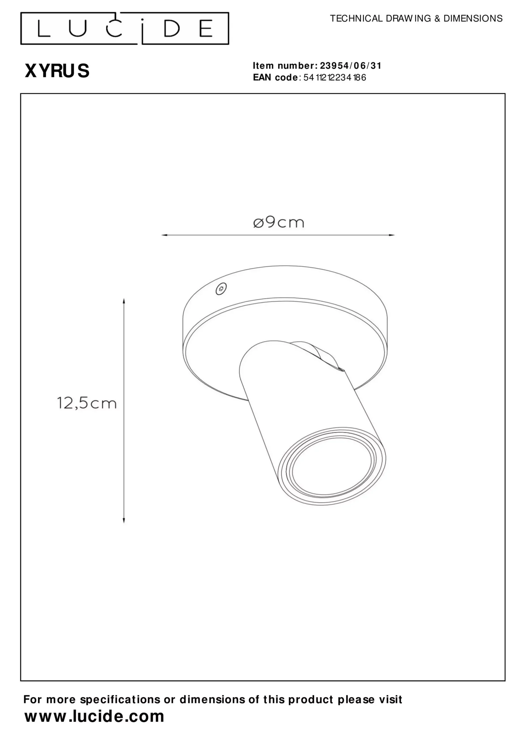 XYRUS - Plafondspot - Ø 9 cm - LED Dim to warm - GU10 - 1x5W 2200K/3000K - Wit*Lucide Flash Sale