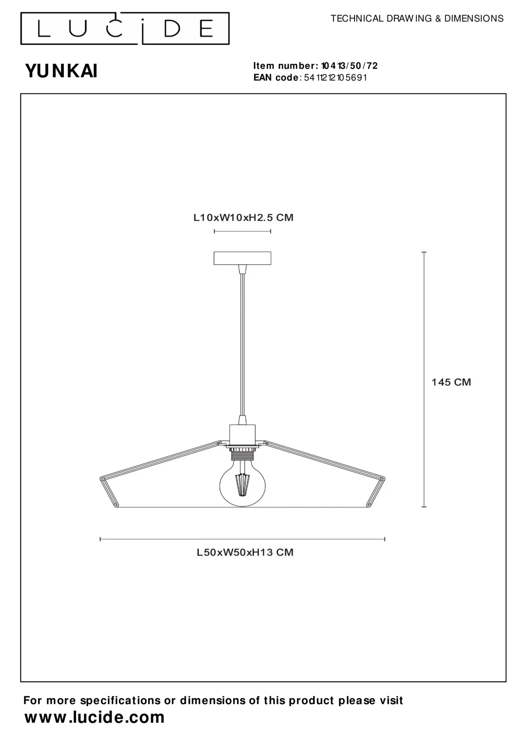 YUNKAI - Hanglamp - Ø 50 cm - 1xE27 - Naturel*Lucide Cheap