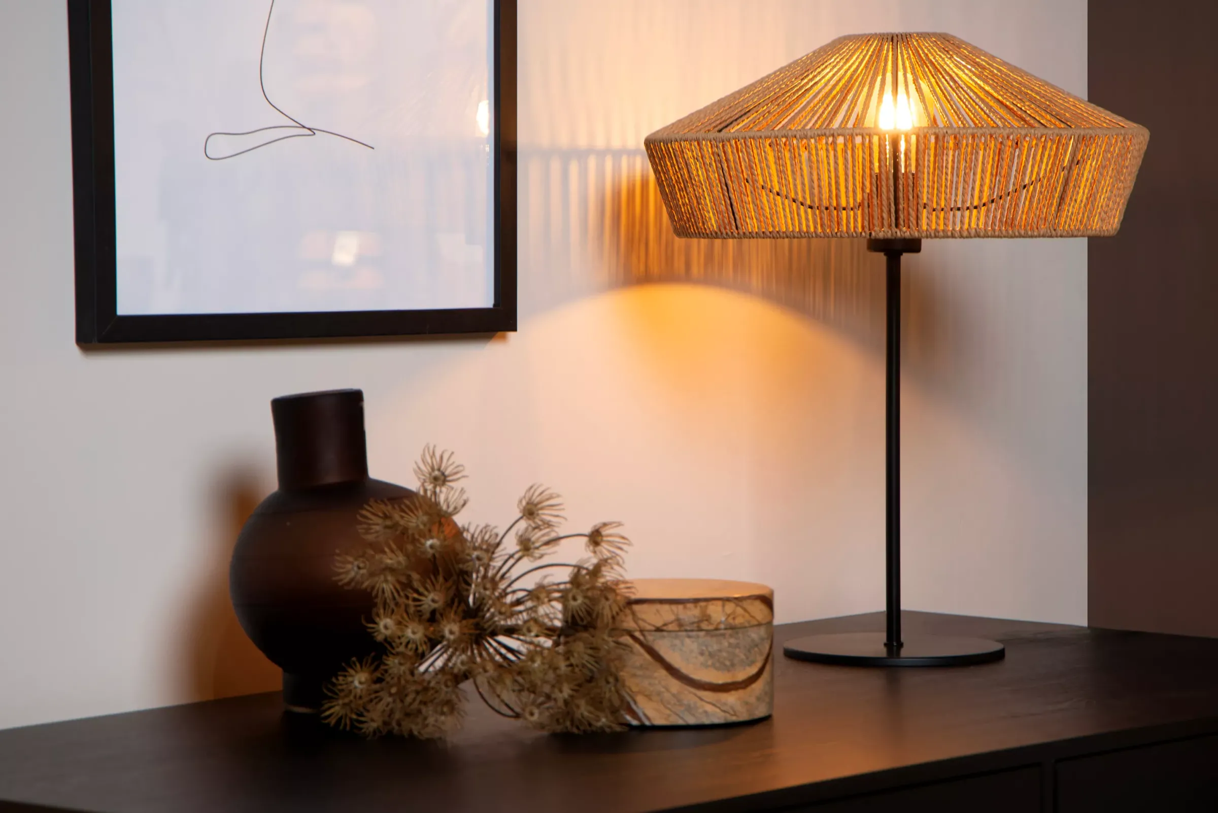YUNKAI - Tafellamp - Ø 40 cm - 1xE27 - Naturel*Lucide Shop