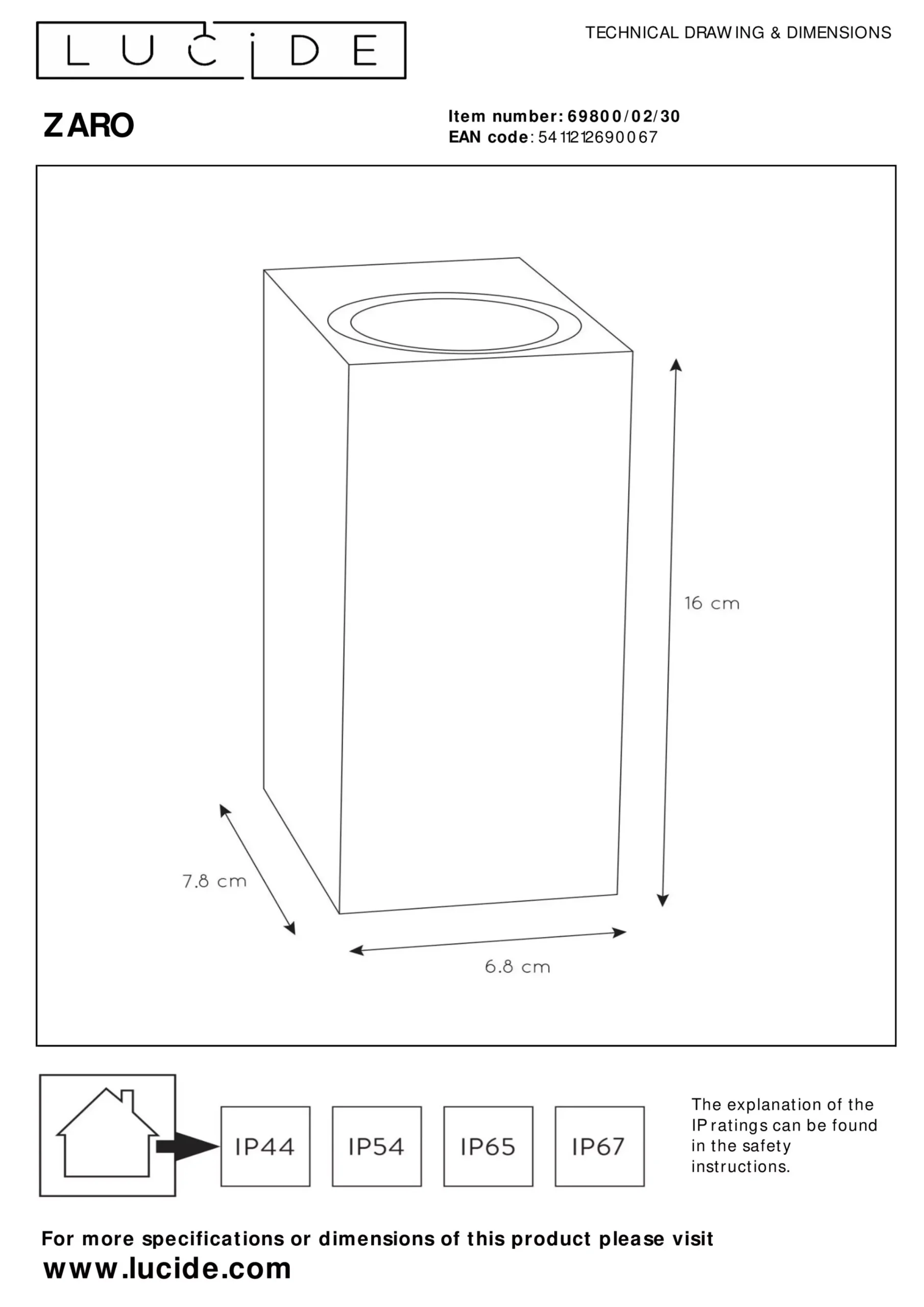 ZARO - Wandspot / Wandlamp Binnen/Buiten - 2xGU10 - IP44 - Zwart*Lucide Online