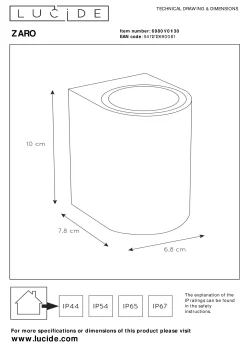 ZARO - Wandspot / Wandlamp Binnen/Buiten - 1xGU10 - IP44 - Zwart*Lucide Shop
