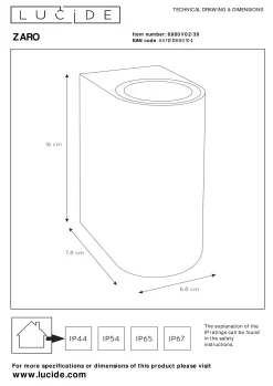 ZARO - Wandspot / Wandlamp Binnen/Buiten - 2xGU10 - IP44 - Zwart*Lucide Best