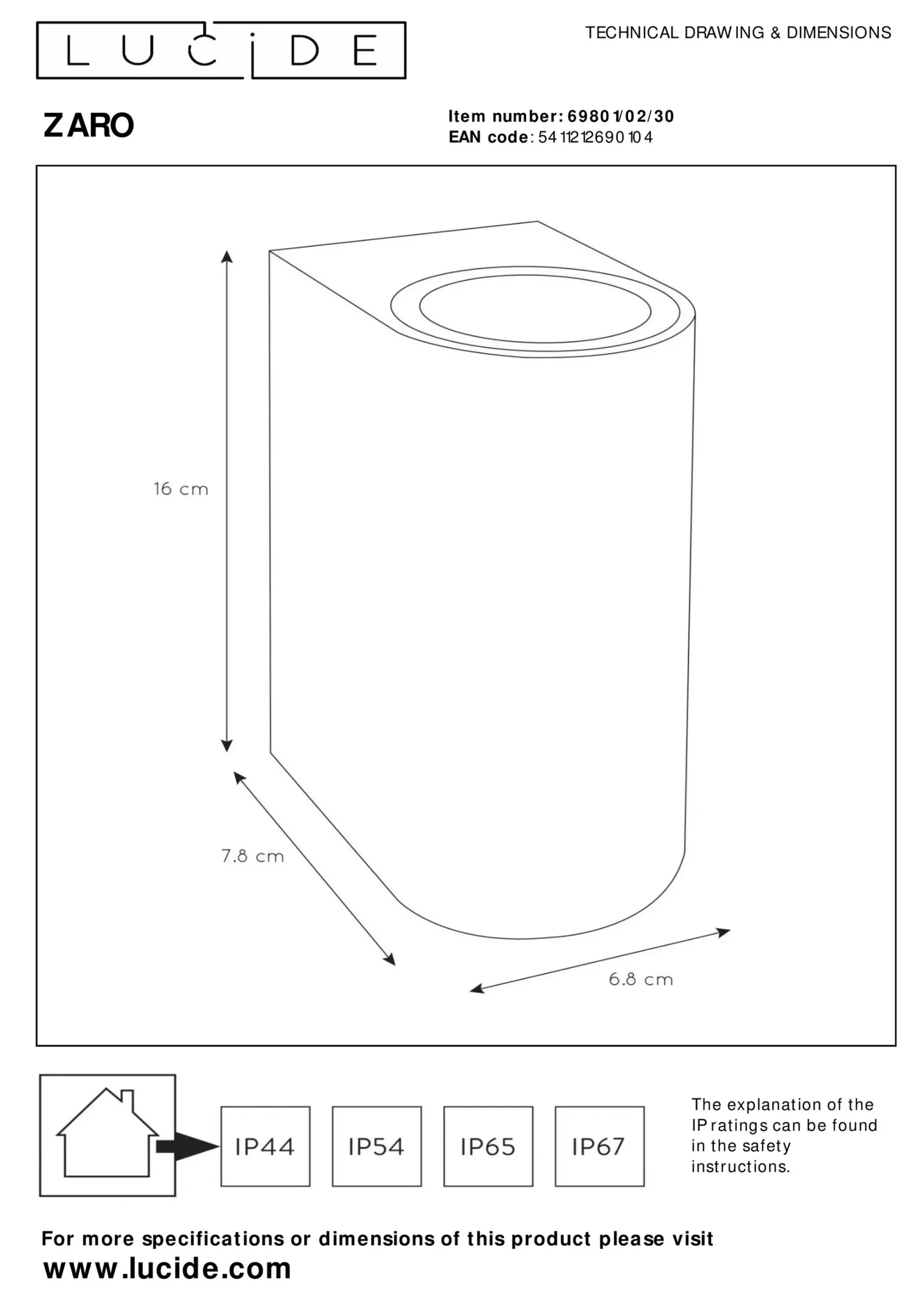 ZARO - Wandspot / Wandlamp Binnen/Buiten - 2xGU10 - IP44 - Zwart*Lucide Best