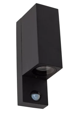 ZARO IR - Wandspot / Wandlamp Binnen/Buiten - 2xGU10 - IP65 - Beweging & dag/nacht sensor (uitschakelbaar) - Zwart*Lucide Fashion