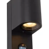ZARO IR - Wandspot / Wandlamp Binnen/Buiten - 1xGU10 - IP65 - Beweging & dag/nacht sensor (uitschakelbaar) - Zwart*Lucide Cheap