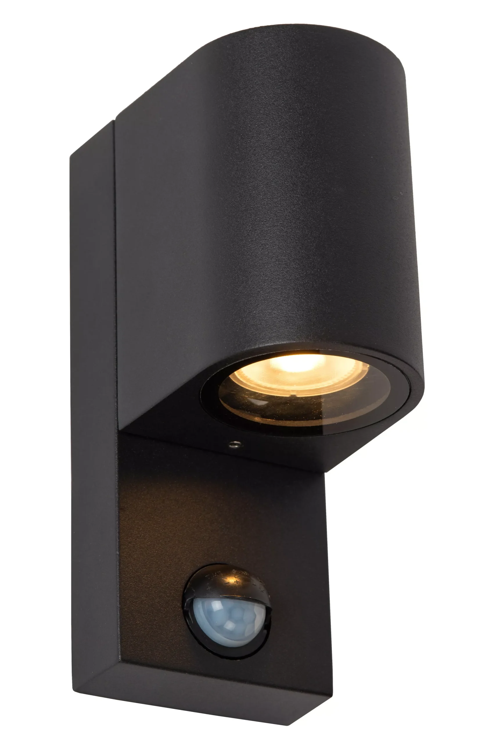ZARO IR - Wandspot / Wandlamp Binnen/Buiten - 1xGU10 - IP65 - Beweging & dag/nacht sensor (uitschakelbaar) - Zwart*Lucide Cheap