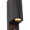 ZARO IR - Wandspot / Wandlamp Binnen/Buiten - 2xGU10 - IP65 - Beweging & dag/nacht sensor (uitschakelbaar) - Zwart*Lucide Cheap
