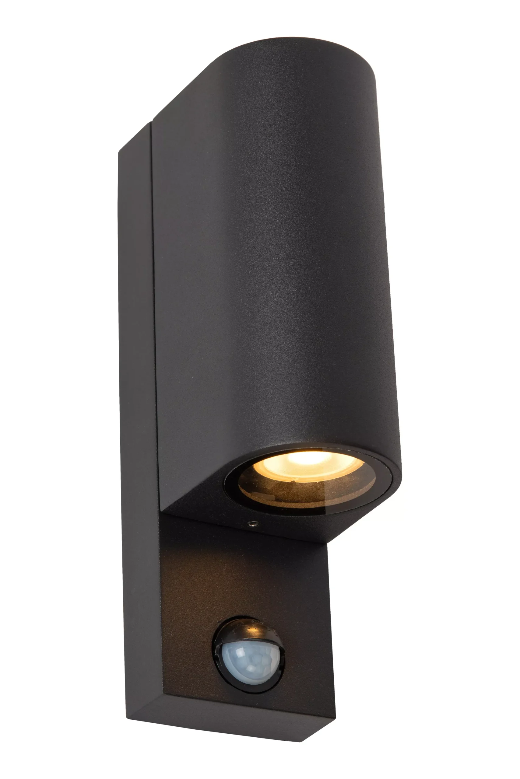 ZARO IR - Wandspot / Wandlamp Binnen/Buiten - 2xGU10 - IP65 - Beweging & dag/nacht sensor (uitschakelbaar) - Zwart*Lucide Cheap