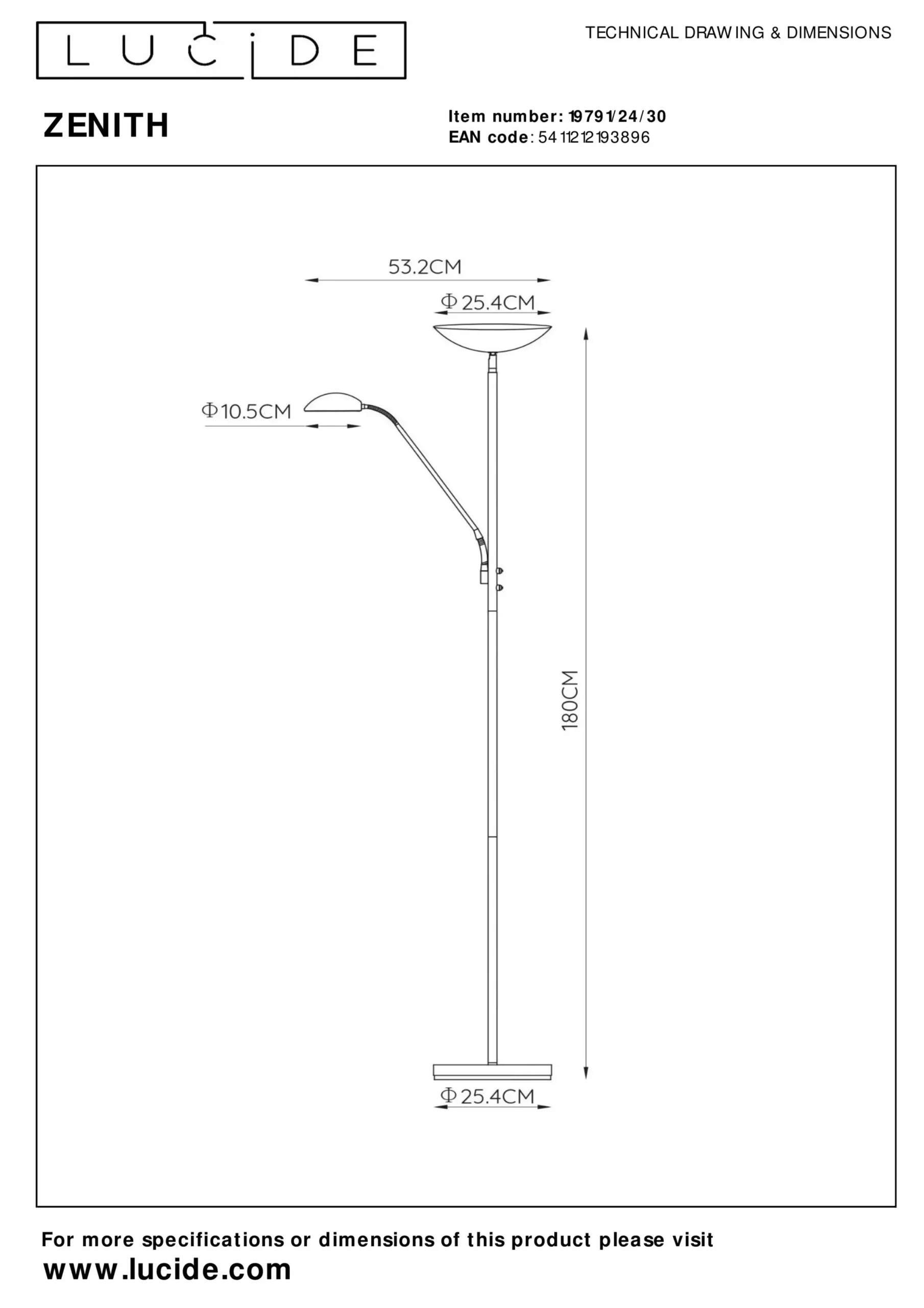 ZENITH - Leeslamp - LED Dimb. - 3000K - Zwart*Lucide Best Sale