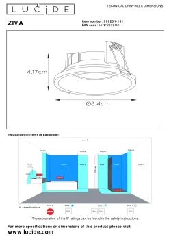 ZIVA - Inbouwspot Badkamer - Ø 8,5 cm - 1xGU10 - IP44 - Wit*Lucide New