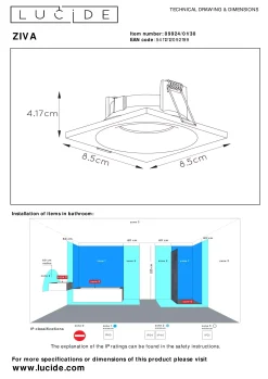 ZIVA - Inbouwspot Badkamer - 1xGU10 - IP44 - Zwart*Lucide Store