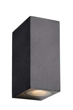 ZORA-LED - Wandspot / Wandlamp Binnen/Buiten - LED Dimb. - GU10 - 2x5W 3000K - IP44 - Zwart*Lucide Clearance