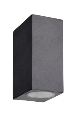 ZORA-LED - Wandspot / Wandlamp Binnen/Buiten - LED Dimb. - GU10 - 2x5W 3000K - IP44 - Zwart*Lucide Clearance