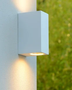 ZORA-LED - Wandspot / Wandlamp Binnen/Buiten - LED Dimb. - GU10 - 2x5W 3000K - IP44 - Wit*Lucide Best